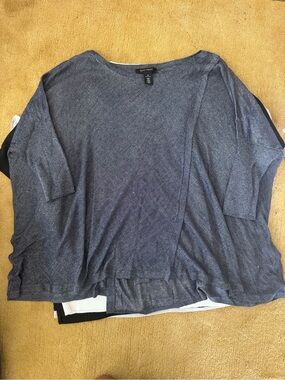 Worthington Heathered Navy Blue Boatneck Knit Tunic